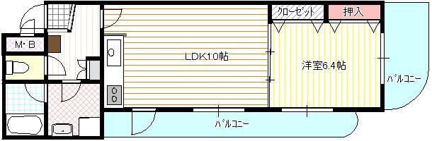 Floor plan. 1LDK, Price 6.5 million yen, Occupied area 50.22 sq m , Balcony area 14.98 sq m