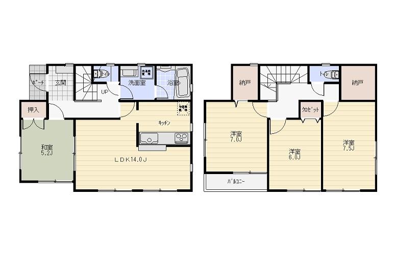Floor plan. 18,800,000 yen, 4LDK, Land area 165.1 sq m , Building area 96.39 sq m 3 Building plan view