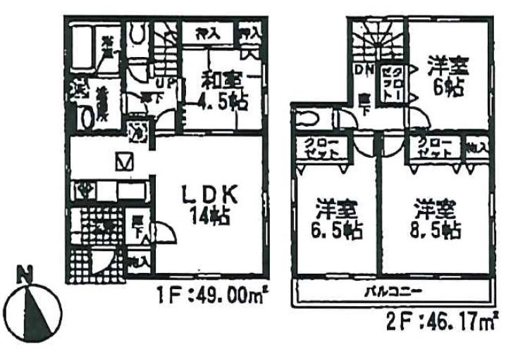 Floor plan. 24,800,000 yen, 4LDK, Land area 171.72 sq m , Building area 95.17 sq m 6 Building plan view