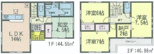 Floor plan. 19,800,000 yen, 4LDK + S (storeroom), Land area 280.71 sq m , Building area 91.53 sq m