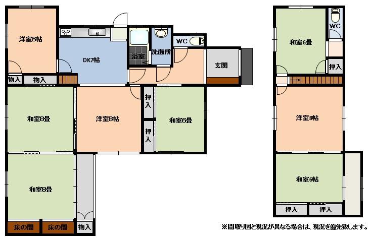 Floor plan. 5.8 million yen, 8DK, Land area 255 sq m , Building area 140.47 sq m