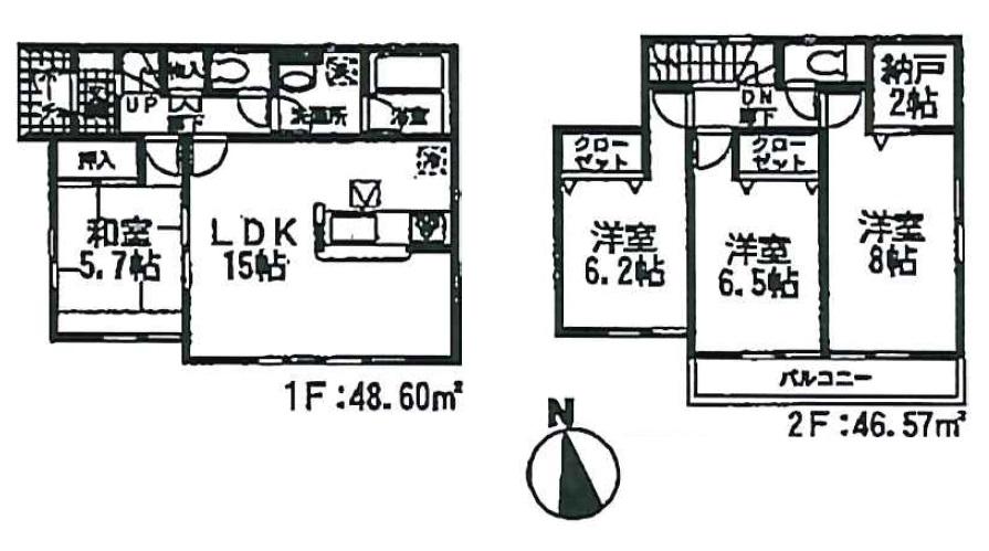 Floor plan. 21,800,000 yen, 4LDK + S (storeroom), Land area 154.07 sq m , Building area 95.17 sq m 2 Building plan view