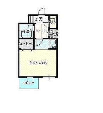 Floor plan. 1K, Price 2.5 million yen, Footprint 19.6 sq m , Balcony area 1.71 sq m