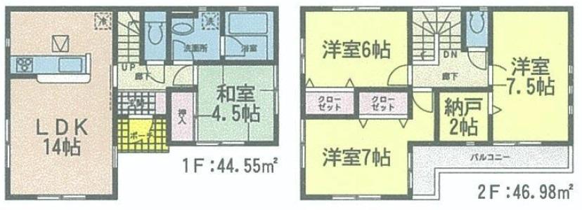 Floor plan. 19,800,000 yen, 4LDK, Land area 280.71 sq m , Building area 91.53 sq m 4LDK