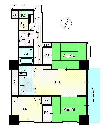 Floor plan. 3LDK, Price 7.95 million yen, Occupied area 77.33 sq m , Balcony area 13.02 sq m