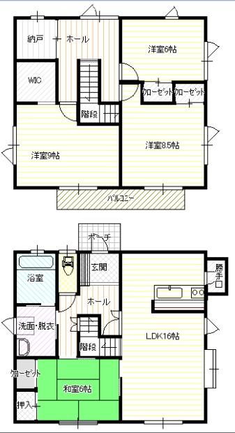 Floor plan. 22.5 million yen, 4LDK + S (storeroom), Land area 205.81 sq m , Building area 119.24 sq m 4LDK + storeroom