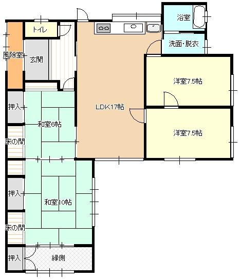 Floor plan. 17 million yen, 4LDK, Land area 357.28 sq m , When you enter from the building area 110.71 sq m entrance room is a barrier-free