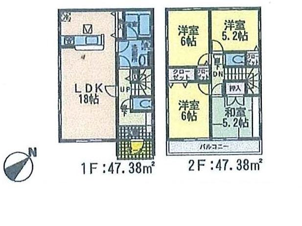 Floor plan. 22,800,000 yen, 4LDK, Land area 251.96 sq m , Building area 94.76 sq m