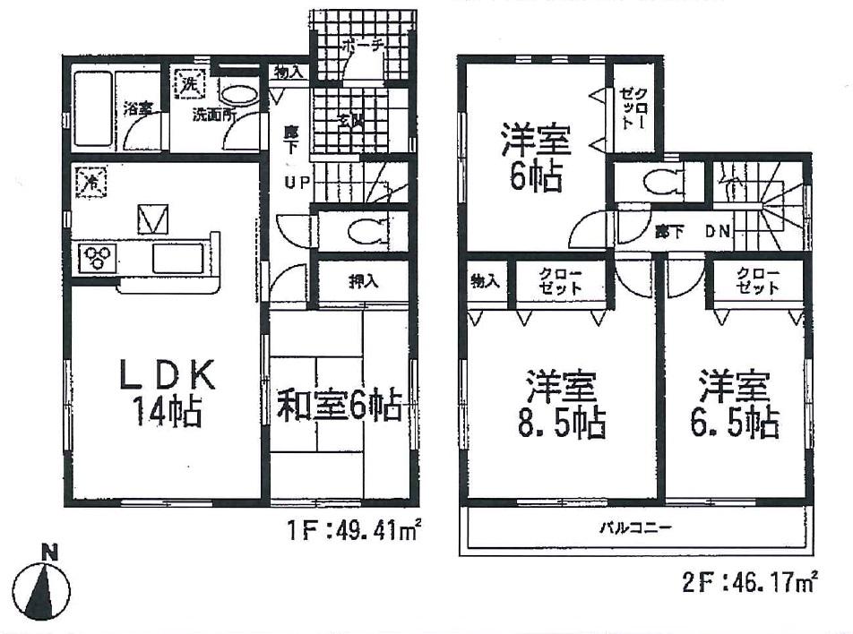 Floor plan. 22,800,000 yen, 4LDK, Land area 180.98 sq m , Building area 95.58 sq m 1 Building plan view