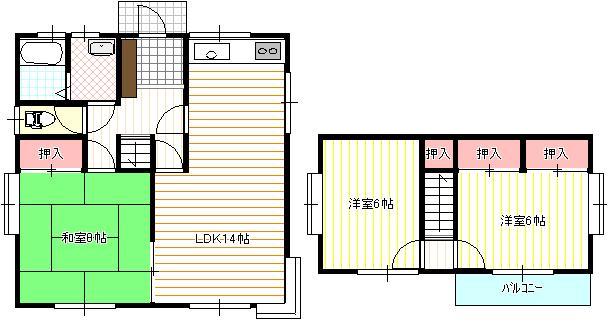 Floor plan. 12.8 million yen, 3LDK, Land area 197.03 sq m , Building area 80.79 sq m