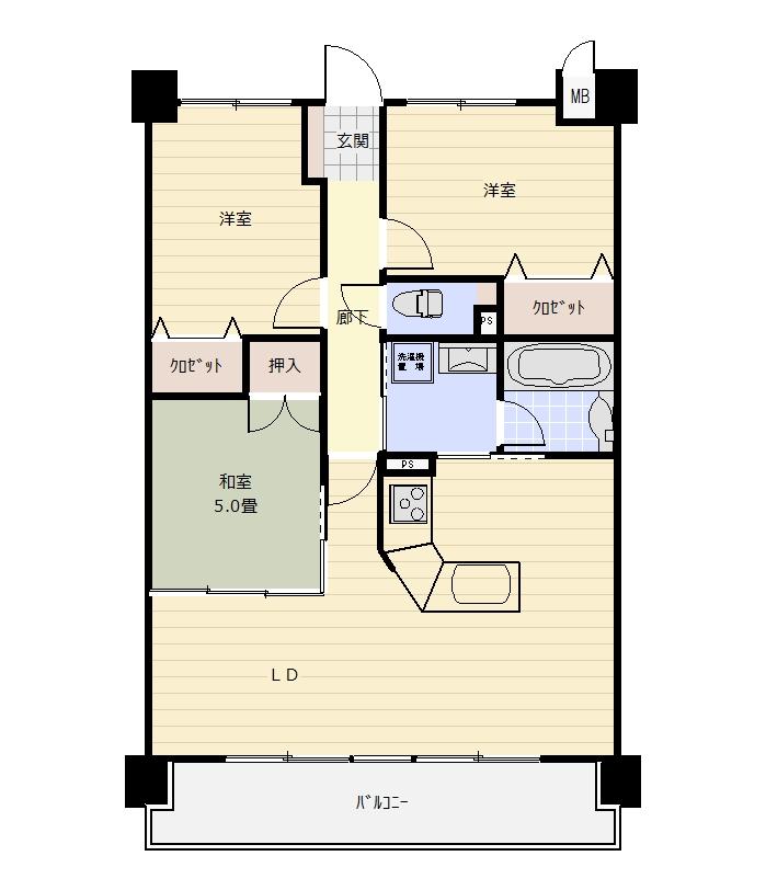 Floor plan. 3LDK, Price 13.8 million yen, Occupied area 75.77 sq m , Balcony area 13.32 sq m