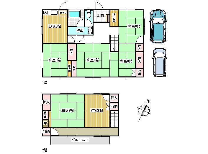 Floor plan. 6.8 million yen, 6DK, Land area 297.57 sq m , Building area 128.65 sq m