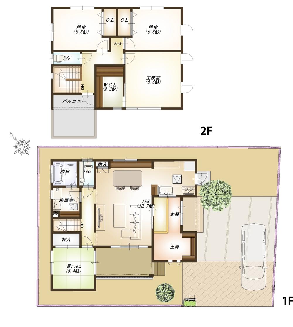 Floor plan. 24.5 million yen, 4LDK, Land area 185.34 sq m , Building area 129.5 sq m room is, of course, Spacious because the corridor also a meter module! Living is the corridor type floor plan of the center.