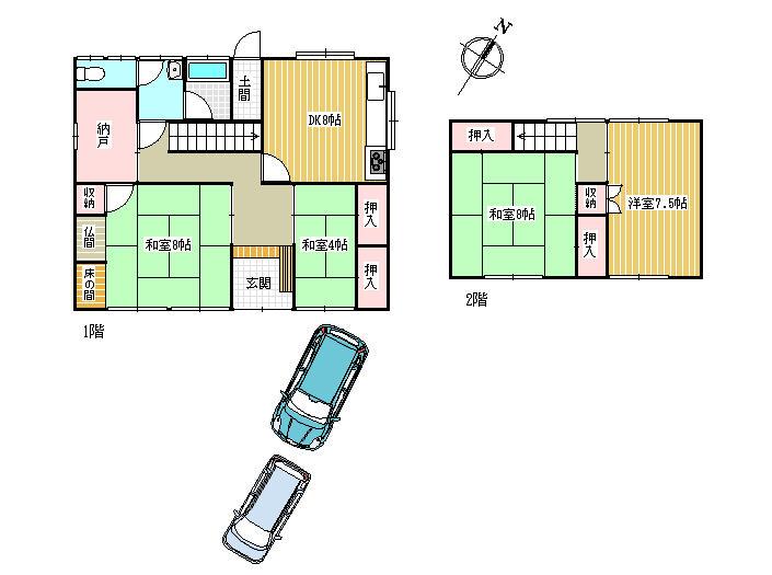Floor plan. 5 million yen, 4DK+S, Land area 132.56 sq m , Building area 108.3 sq m