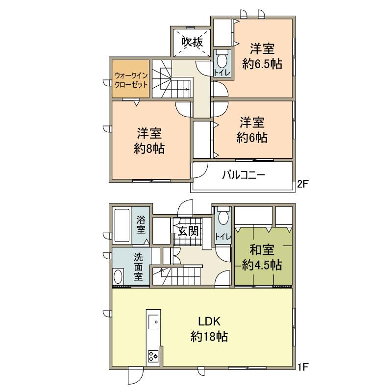 Floor plan. 19,960,000 yen, 4LDK, Land area 142.84 sq m , Building area 105.58 sq m