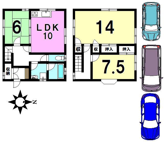 Floor plan. 4.3 million yen, 3LDK, Land area 162.42 sq m , Building area 92.74 sq m