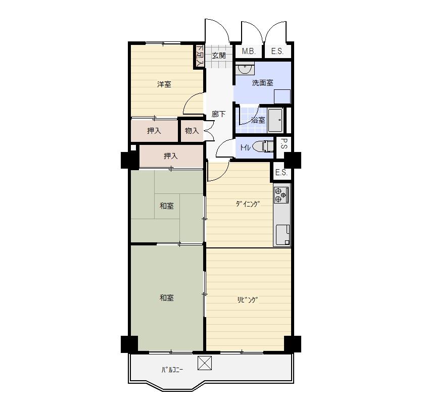 Floor plan. 3LDK, Price 4.5 million yen, Footprint 75 sq m , Balcony area 8.48 sq m