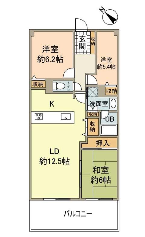 Floor plan. 3LDK, Price 13,900,000 yen, Occupied area 69.59 sq m