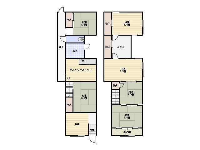 Floor plan. 5 million yen, 7DK, Land area 87.56 sq m , Building area 110.57 sq m