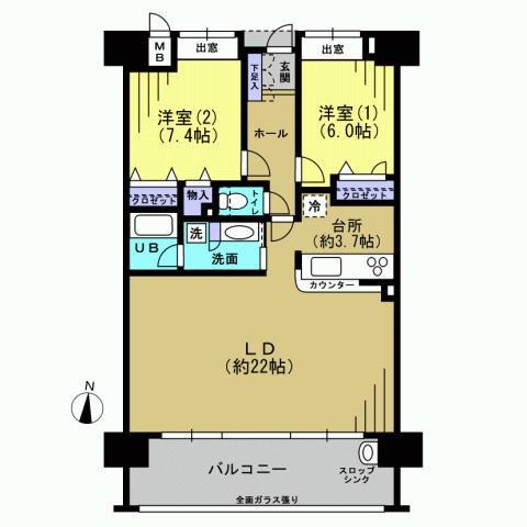 Floor plan. 2LDK, Price 16.8 million yen, Occupied area 81.77 sq m , Balcony area 16.94 sq m Floor (floor area: 81.77 sq m)