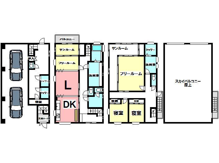 Floor plan. 19,800,000 yen, 4LDK, Land area 126.88 sq m , Building area 244.5 sq m