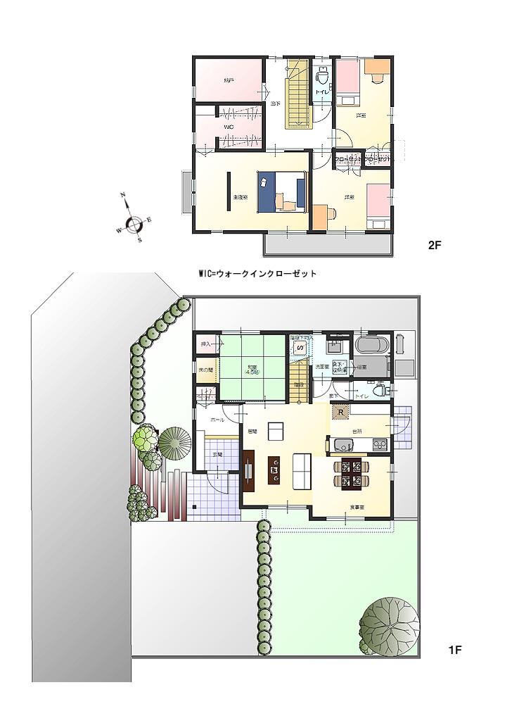 Floor plan.  [H No. land] [H No. land plan view], so we have drawn on the basis of the drawings, Plan and the outer structure ・ Planting, such as might actually differ slightly from.  Also, It is such as furniture not included in the price.