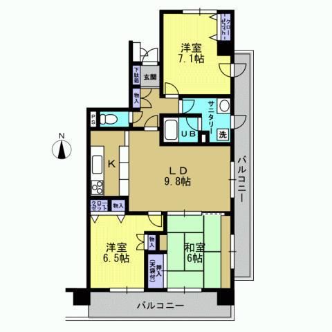 Floor plan. 3LDK, Price 10 million yen, Occupied area 74.87 sq m , Yang per balcony area 20.47 sq m southeast angle room ・ Ventilation is good 3LDK.