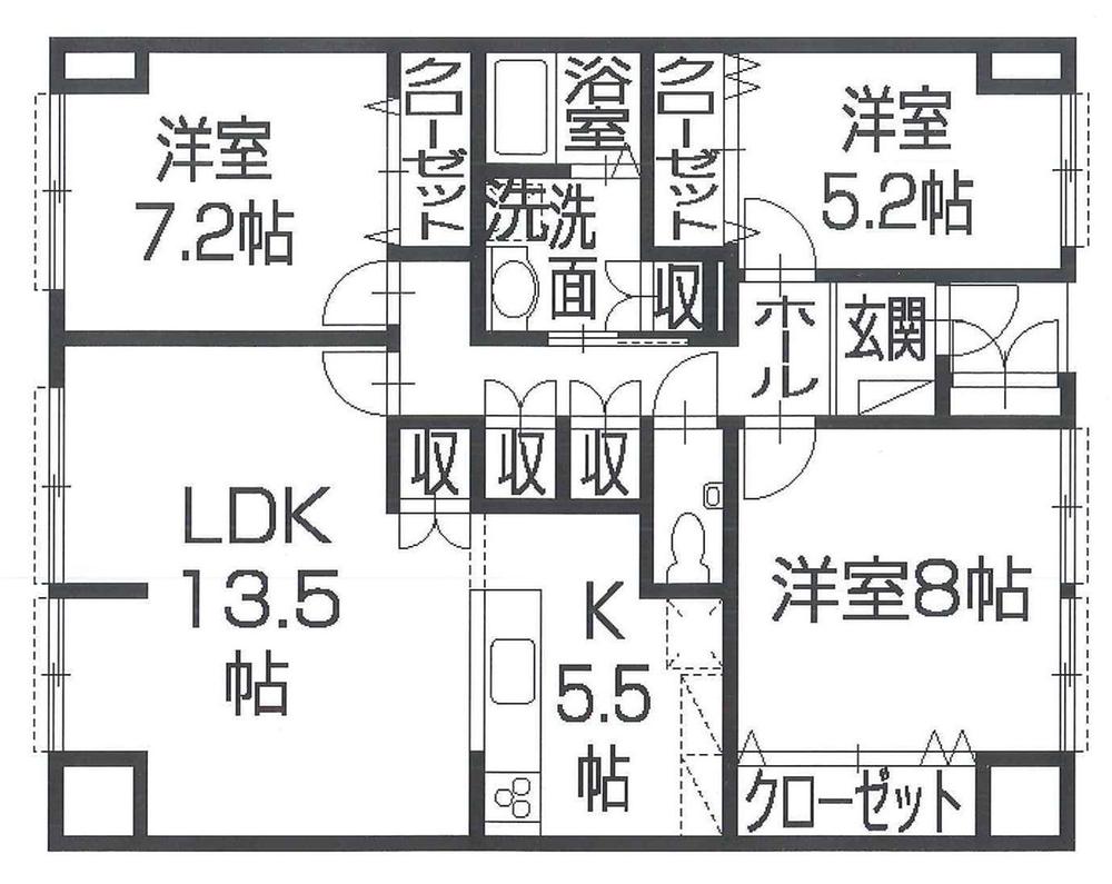 Floor plan. 3LDK, Price 11.9 million yen, Occupied area 96.09 sq m , Balcony area 15 sq m