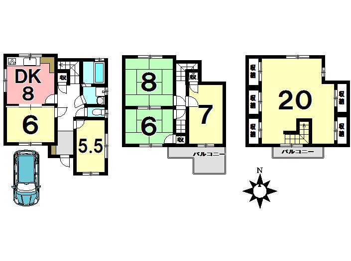 Floor plan. 10 million yen, 6DK, Land area 102.57 sq m , Building area 127.02 sq m local appearance photo