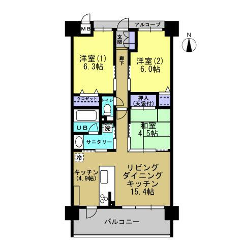 Floor plan. 3LDK, Price 16.8 million yen, Occupied area 70.02 sq m , Balcony area 11.52 sq m
