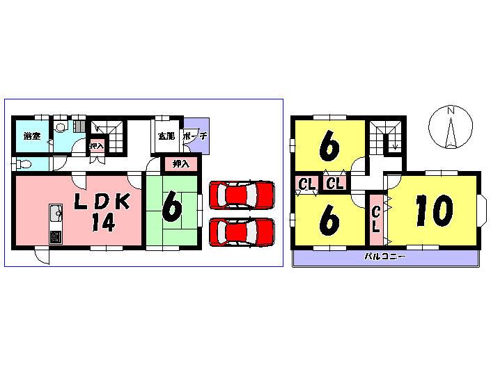 Floor plan. 15.3 million yen, 4LDK, Land area 184.33 sq m , Building area 104.33 sq m