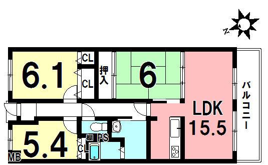 Floor plan. 3LDK, Price 8.8 million yen, Occupied area 73.05 sq m , Balcony area 10.88 sq m local appearance photo