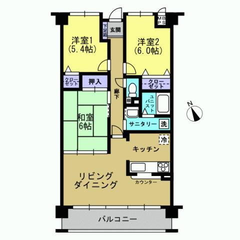 Floor plan. 3LDK, Price 7 million yen, Occupied area 73.05 sq m , Balcony area 9.92 sq m room is good maintenance.