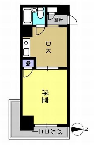 Floor plan. 1DK, Price 2.8 million yen, Occupied area 25.12 sq m , Balcony area 6.4 sq m Mato (floor area 25.12 sq m)
