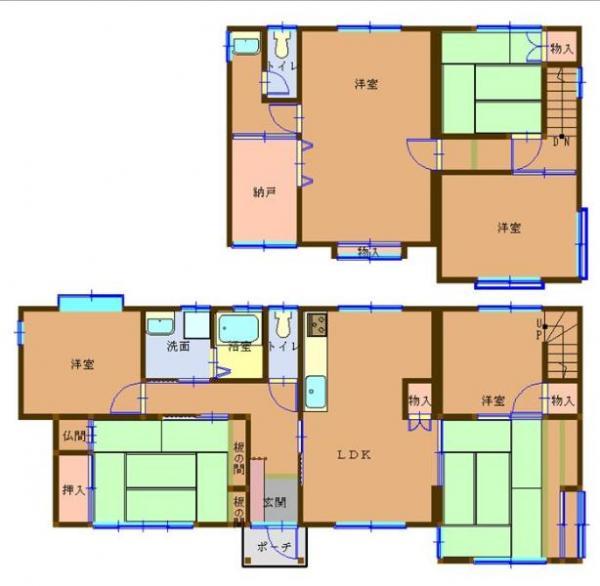 Floor plan. 12.8 million yen, 7LDK+S, Land area 223.87 sq m , Building area 135.36 sq m