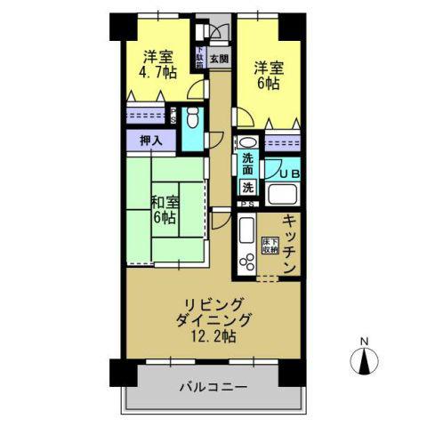 Floor plan. 3LDK, Price 7 million yen, Footprint 68 sq m , Is 3LDK balcony area 9 sq m 68 sq m.