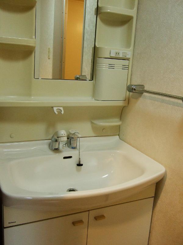 Wash basin, toilet. It is a simple vanity.