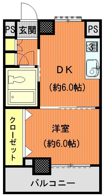 Floor plan. 1DK, Price 3.5 million yen, Occupied area 29.48 sq m , Balcony area 5.28 sq m