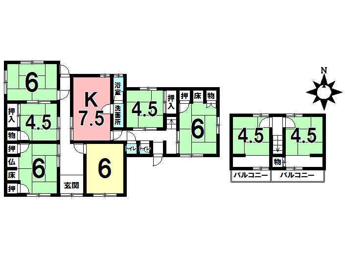 Floor plan. 9.8 million yen, 8DK, Land area 243.1 sq m , Building area 45.36 sq m local appearance photo