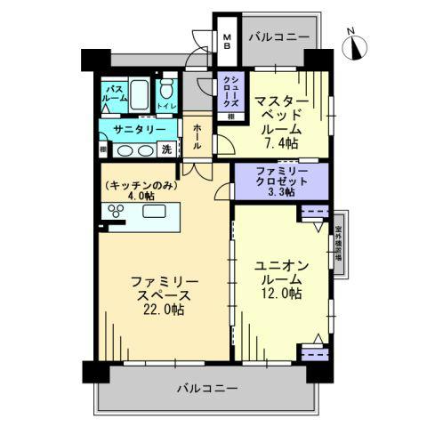 Floor plan. 2LDK, Price 19,800,000 yen, Occupied area 90.95 sq m , Balcony area 21.63 sq m 90 sq m more than FLDK.
