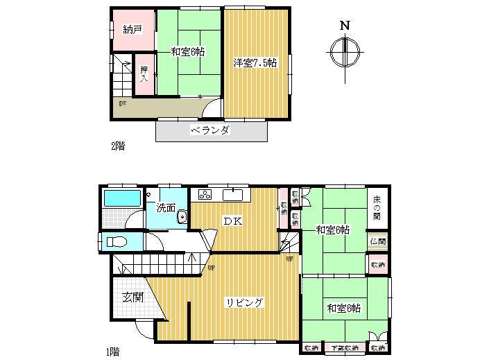 Floor plan. 11 million yen, 4LDK+S, Land area 99.79 sq m , Building area 108.49 sq m