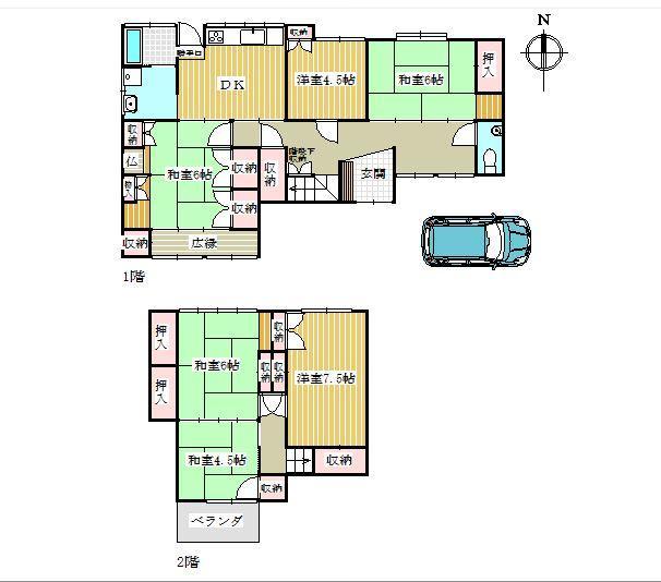 Floor plan. 11 million yen, 6DK, Land area 198.94 sq m , Building area 92.01 sq m
