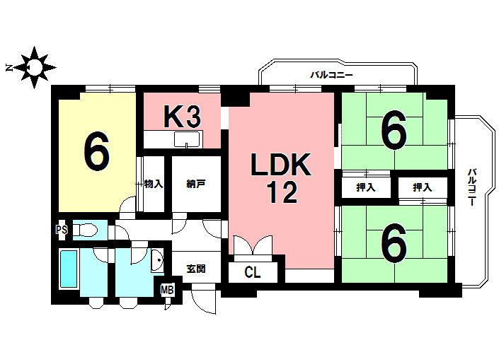 Floor plan. 3LDK+S, Price 4.4 million yen, Occupied area 79.42 sq m , Balcony area 10 sq m