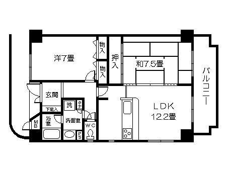 Floor plan. 2LDK, Price 5.5 million yen, Occupied area 62.46 sq m , Balcony area 8.25 sq m