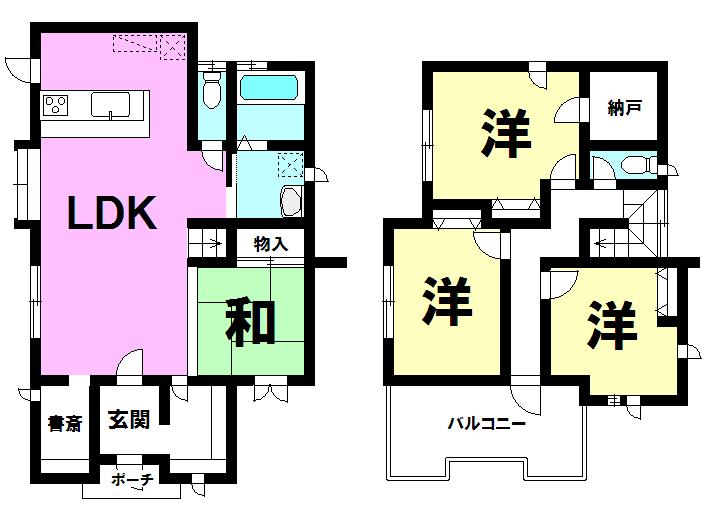Floor plan. 22,800,000 yen, 4LDK, Land area 196.41 sq m , Building area 103.49 sq m