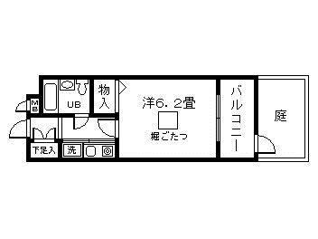 Floor plan. 1K, Price 3.5 million yen, Occupied area 16.32 sq m , Balcony area 3.9 sq m