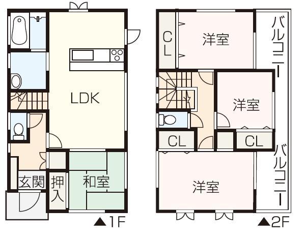 Floor plan. 24.4 million yen, 4LDK, Land area 124.63 sq m , Building area 92.73 sq m