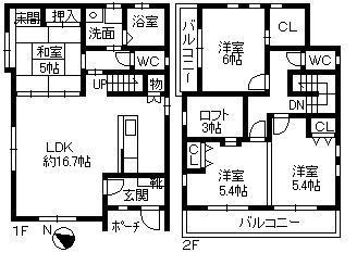 Floor plan. 25,300,000 yen, 4LDK, Land area 119.78 sq m , Building area 95.75 sq m