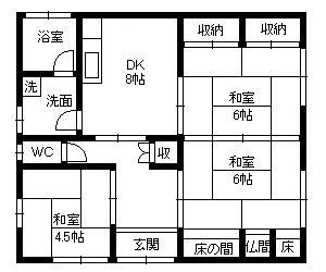 Floor plan. 24 million yen, 3DK, Land area 299.14 sq m , Building area 64.98 sq m