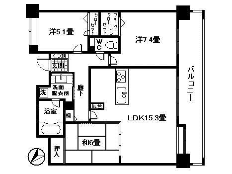 Floor plan. 3LDK, Price 23.8 million yen, Occupied area 72.25 sq m , Balcony area 19.4 sq m